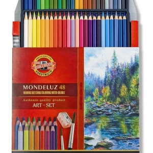 Watercolor Pencils Set Koh-I-Noor Mondeluz 3714 Colored Crayon Aquarell Water Soluble 48 pencils