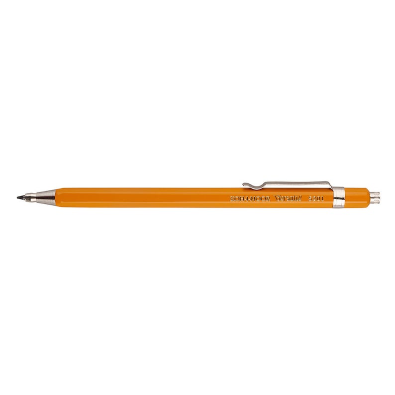May include: A yellow mechanical pencil with a silver metal clip and the text "KOH-I-NOOR  GRAPHITE  2244" printed on the side.