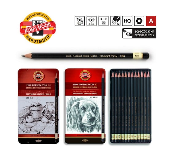 KOH-I-NOOR Toison D'Or Matite In Grafite - Set Da 12, Durezza 8B-8H - Alta Qualità Per Artisti, In Scatola Di Legno FSC