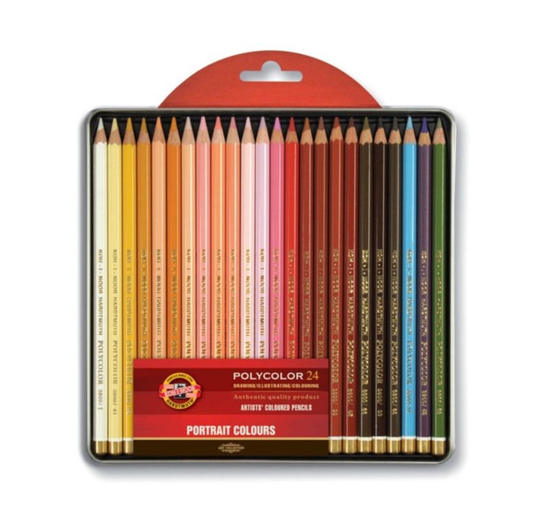 Dry Colored Pencils Set Koh i noor Polycolor 3822 3824 in Metal Case High Quality Grey Brown Portrait Landscape Line for Artist Drawing Etsy UK
