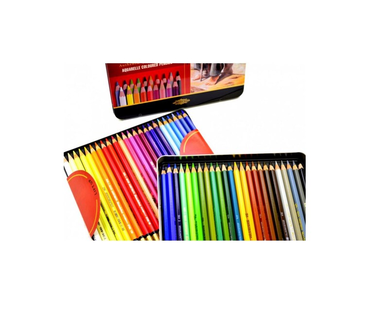 Watercolor Colored Pencil Set Koh-I-Noor Mondeluz 3727 3726 In Metal Case Water Soluble Aquarell Artist Drawing Coloring 48 pencils