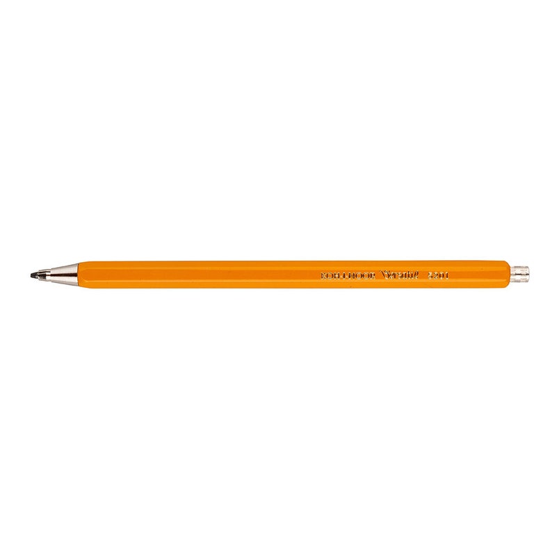 May include: A bright orange mechanical pencil with a silver tip and a black inscription that reads "Staedtler Mars 240 1.1 mm HB".