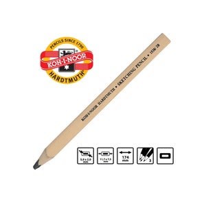 May include: A wooden Koh-I-Noor Hardtmuth sketching pencil with a black graphite lead. The pencil is labelled "KOH-I-NOOR HARDTMUTH SKETCHING PENCIL 1538/28".