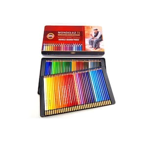 Watercolor Colored Pencil Set Koh-I-Noor Mondeluz 3727 3726 In Metal Case Water Soluble Aquarell Artist Drawing Coloring 72 pencils