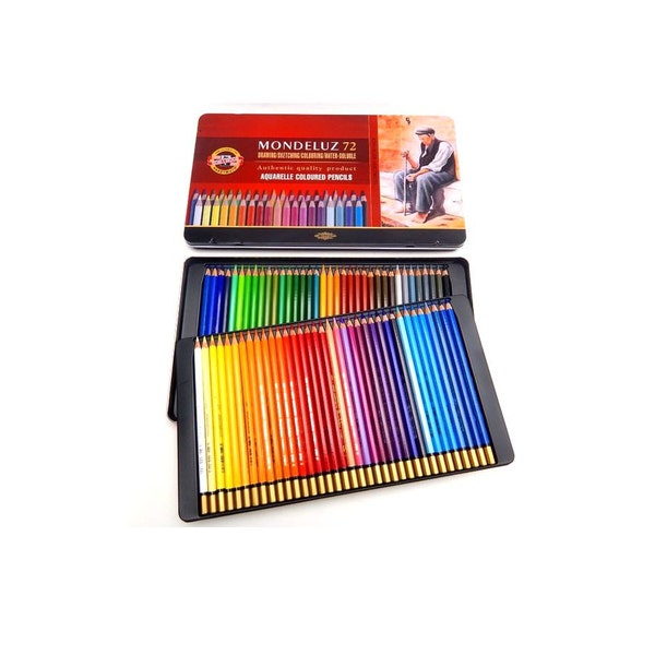 Watercolor Colored Pencil Set Koh-I-Noor Mondeluz 3727 3726 In Metal Case Water Soluble Aquarell Artist Drawing Coloring