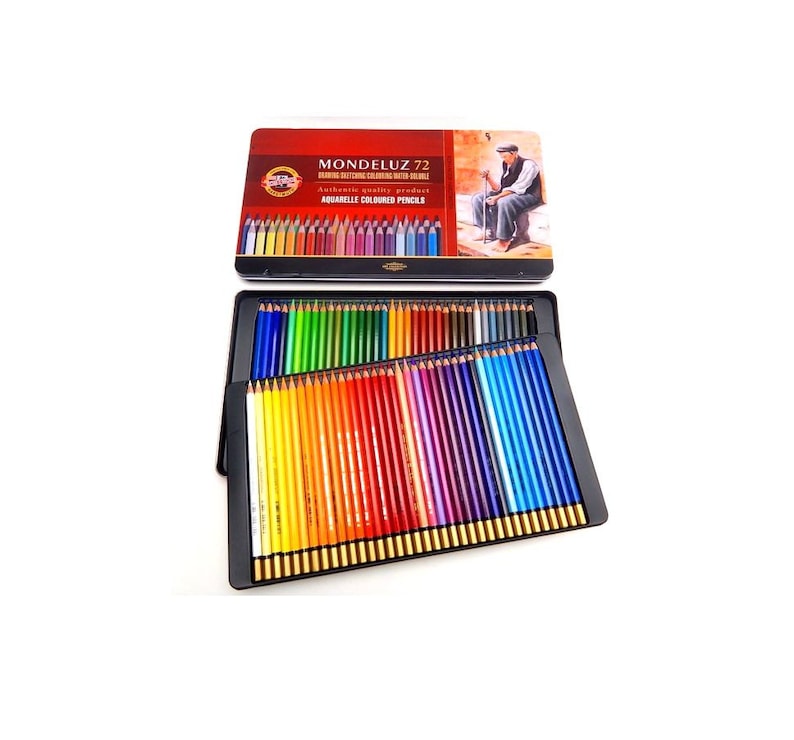 Watercolor Colored Pencil Set Koh-I-Noor Mondeluz 3727 3726 In Metal Case Water Soluble Aquarell Artist Drawing Coloring 72 pencils