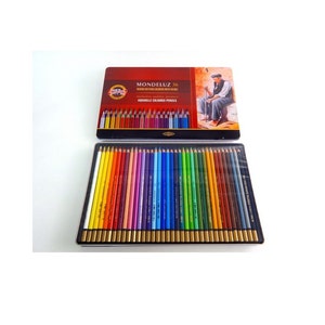 Watercolor Colored Pencil Set Koh-I-Noor Mondeluz 3727 3726 In Metal Case Water Soluble Aquarell Artist Drawing Coloring 36 pencils