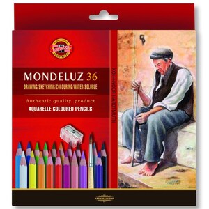 Watercolor Pencils Set Koh-I-Noor Mondeluz 3714 Colored Crayon Aquarell Water Soluble 36 pencils