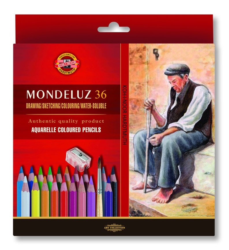Watercolor Pencils Set Koh-I-Noor Mondeluz 3714 Colored Crayon Aquarell Water Soluble 36 pencils