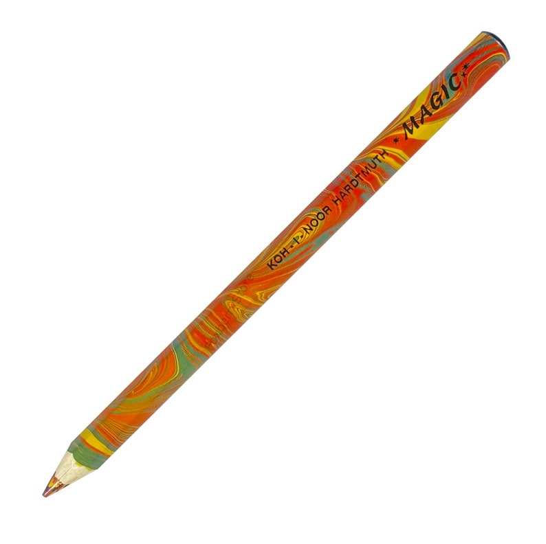 May include: A colorful, marbled pencil with the text "KOH-I-NOOR HARDTMUTH *MAGIC*" printed on the side.