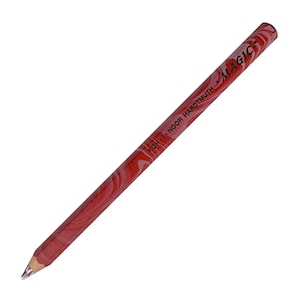 May include: A red and white marbled pencil with the text "KOH-I-NOOR HARDTMUTH MAGIC*" printed on it.