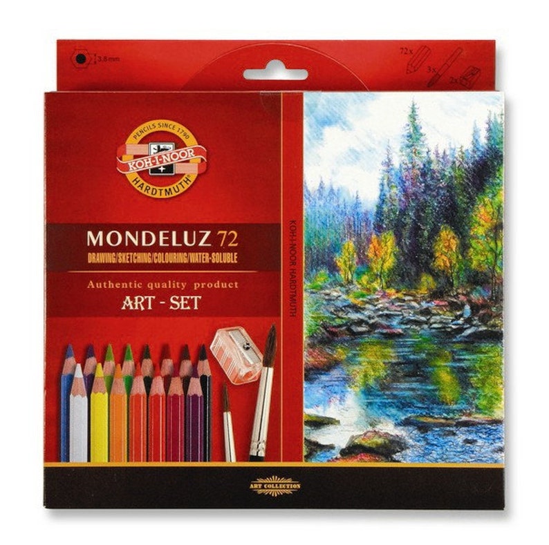 Watercolor Pencils Set Koh-I-Noor Mondeluz 3714 Colored Crayon Aquarell Water Soluble 72 pencils