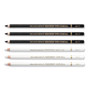 MARKART Professional White Charcoal Pencils Set, 5 Pieces White Sketch Pencils White Chalk Pencils for Drawing, Sketching, Shading, Blending