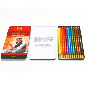 Watercolor Colored Pencil Set Koh-I-Noor Mondeluz 3727 3726 In Metal Case Water Soluble Aquarell Artist Drawing Coloring 12 pencils