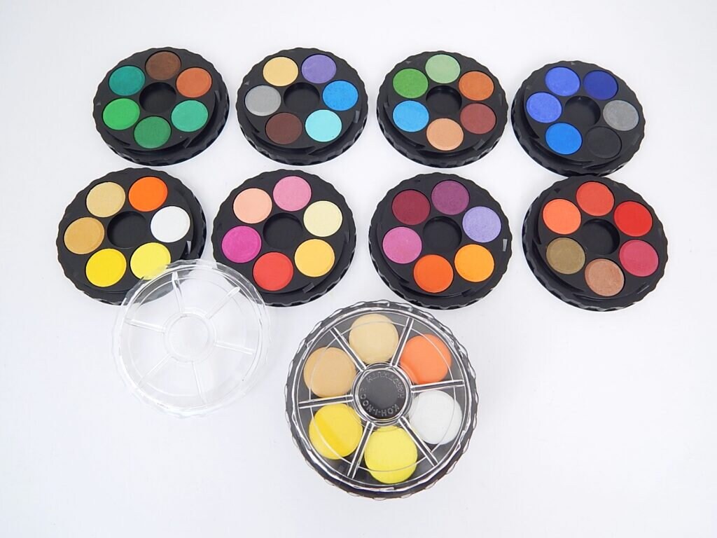 Watercolor Wheel Set Disc Trays Water Color Round Stackable Paints Koh ...
