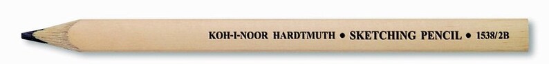 May include: A wooden pencil with a black graphite lead. The pencil is labelled "KOH-I-NOOR HARDTMUTH &bull; SKETCHING PENCIL &bull; 1538/2B".