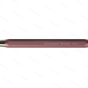 K&ouml;nnte beinhalten: Ein ros&eacute;goldener mechanischer Bleistift mit einer silbernen Metallspitze und einem Radiergummi. Der Bleistift ist mit "KOH-I-NOOR Versatil 5340" beschriftet.
