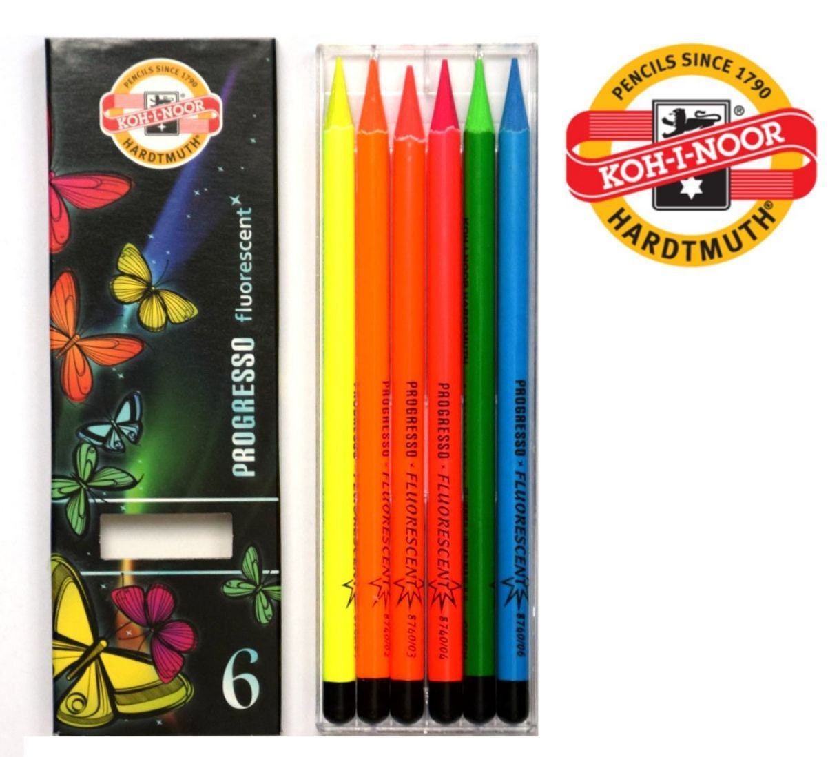 Woodless Colored Pencil Set KOH-I-NOOR PROGRESSO Fluorescent 8741 Crayon -   Denmark