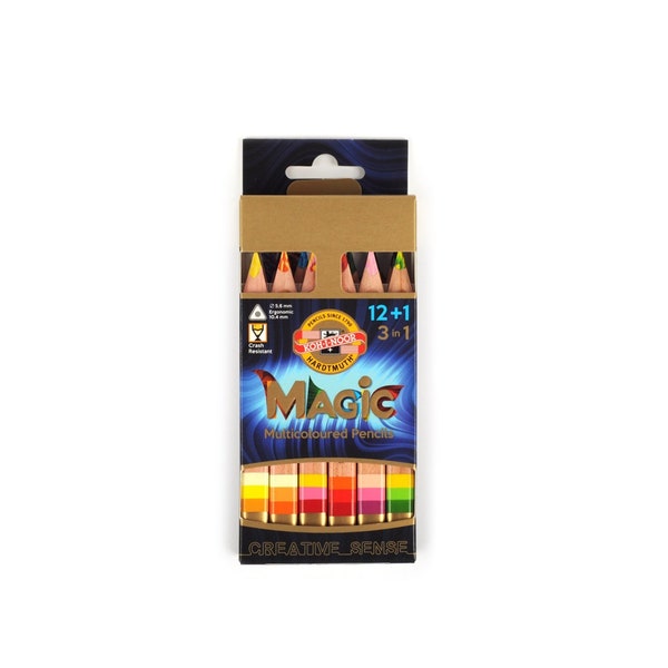Jumbo Colored Pencils Set KOH-I-NOOR Magic 3404 Triangular Drawing Coloring Multicolored
