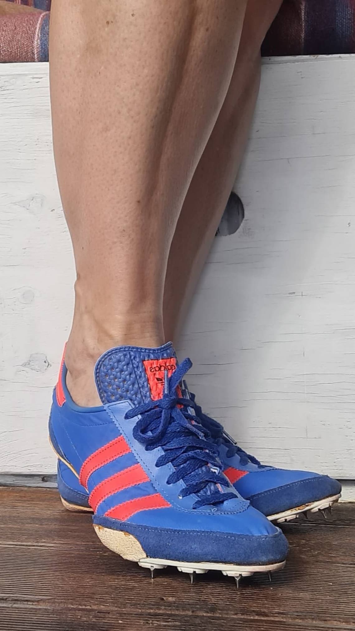 Adidas Sports Shoes Spikes Vintage 70 er Gr 7 Blue Orange Etsy