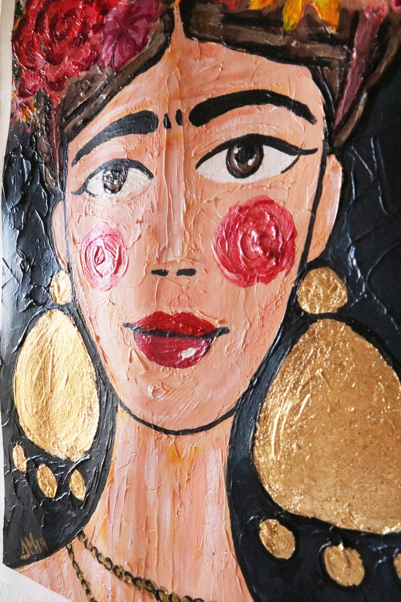 Kahlo was mainly known as rivera's wife until the late 1970s, when her work was rediscovered by art historians and political activists. Frida Kahlo Gemälde Original . Frida Kahlo stilisierten Nr. 3 Original-Gemälde | Etsy