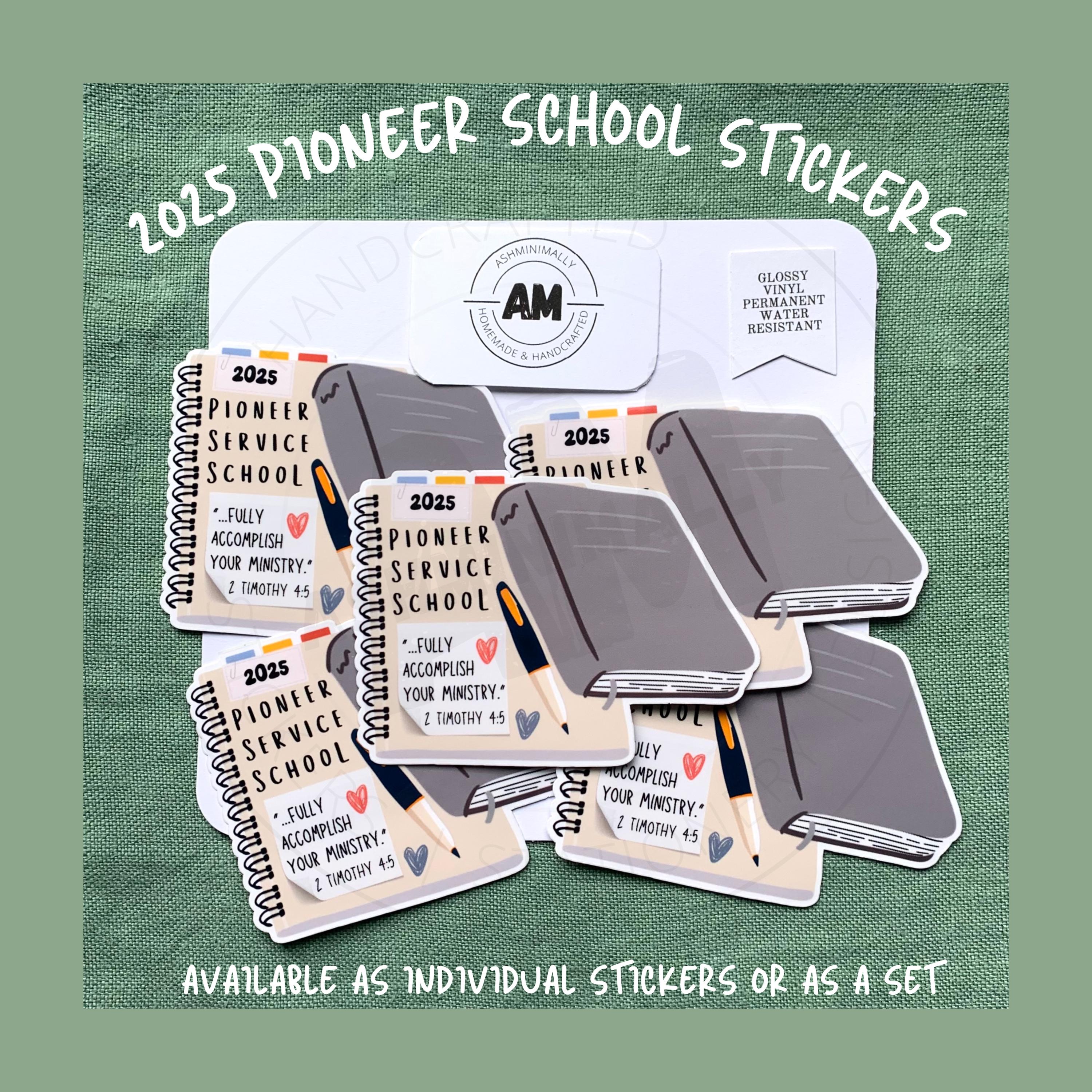 Pioneer Service School Notebook and Bible | 2025 | JW Christian Ministry Inspired Sticker | Glossy Laminated Vinyl Die Cut | English/Spanish