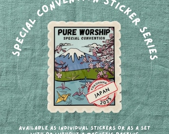 Yokohama Japan 2025 Special Convention Stamp Sticker | Pure Worship | Glossy Vinyl Decal | Die Cut JW Ministry and Worship Inspired Sticker