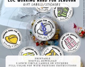 LDC Working Hard for Jehovah Labels | JW | Volunteer Work Inspired pdf | Instant Download