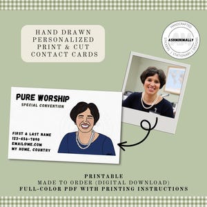 Cartões de contato desenhados à mão | Tema da Convenção Regional e Especial da JW Pure Worship | Personalizado | Feito sob encomenda | Download digital | PDF