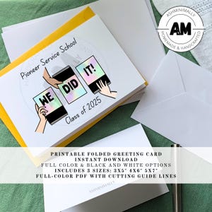 Conseguimos! | Cartão da turma de 2025 do PSS | PDF para impressão | Cartão de felicitações em branco dobrado | PDF inspirado no Ministério Cristão TJ | Download instantâneo