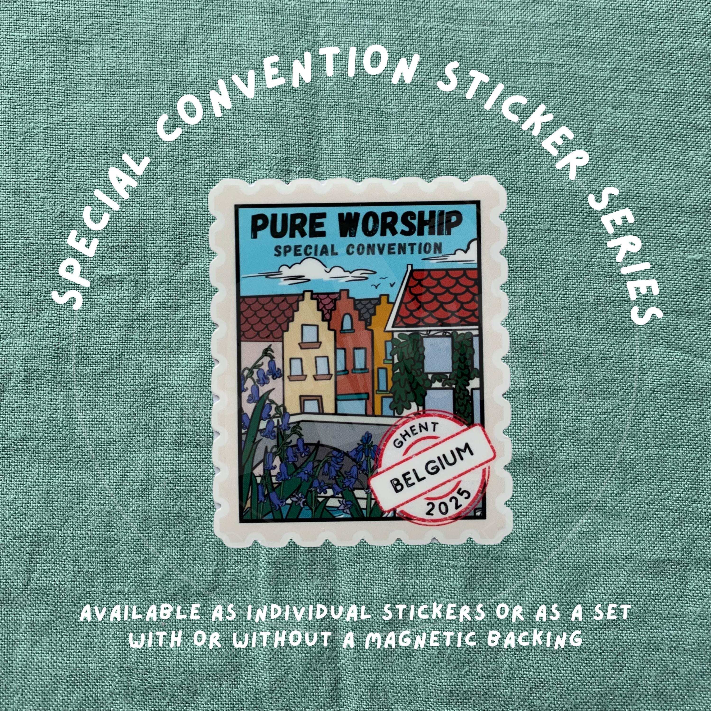 Belgium 2025 Special Convention Stamp Sticker | Pure Worship | Glossy Vinyl Decal | Die Cut JW Ministry and Worship Inspired Sticker