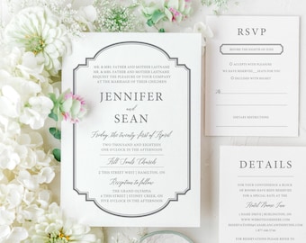 Traditional Wedding Invitation Suite, Printable, Digital, DIY