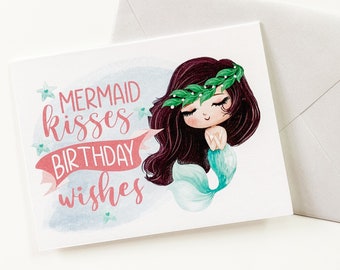 Mermaid Birthday Card, Printable Birthday Card, Digital Birthday Card