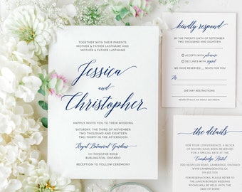 Minimal Elegant Wedding Invitation Suite, Printable, Digital, Printable, DIY