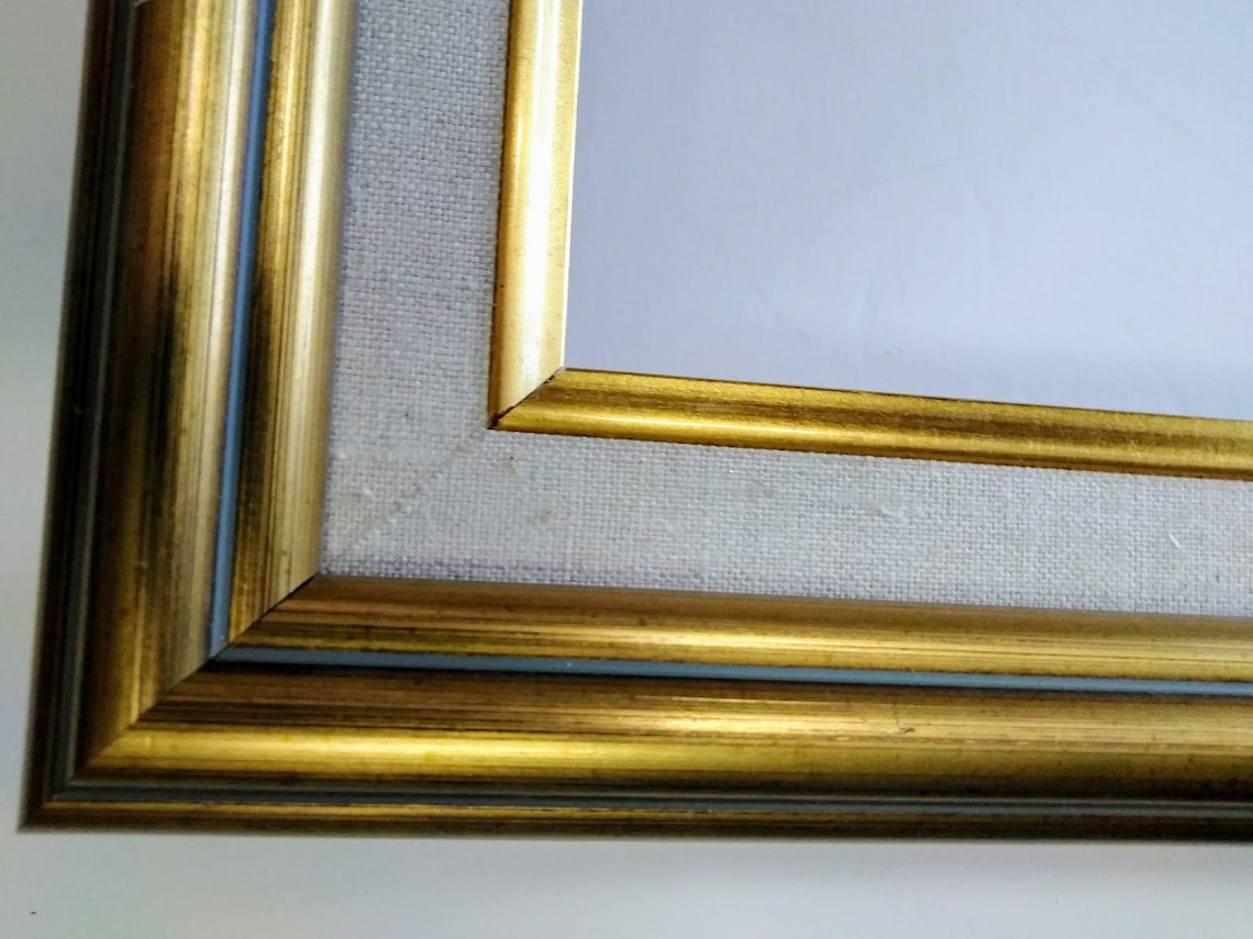 12 X 16 Gold Leaf Linen Liner Ornate Wooden Picture Frame Etsy