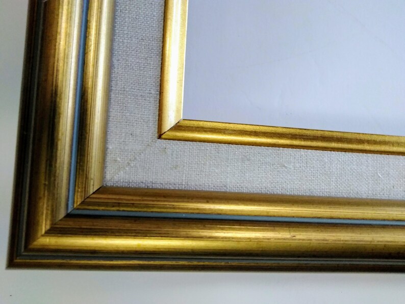 12 x 16 Gold Leaf Linen Liner Ornate Wooden Picture Frame Etsy
