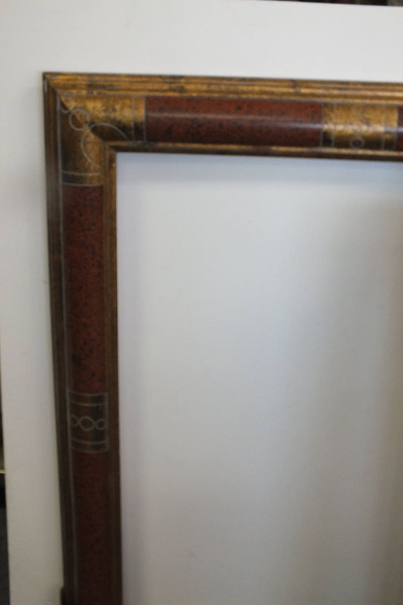 24 x 30 Art Deco Picture Frame Rust and Gold Geometric Etsy
