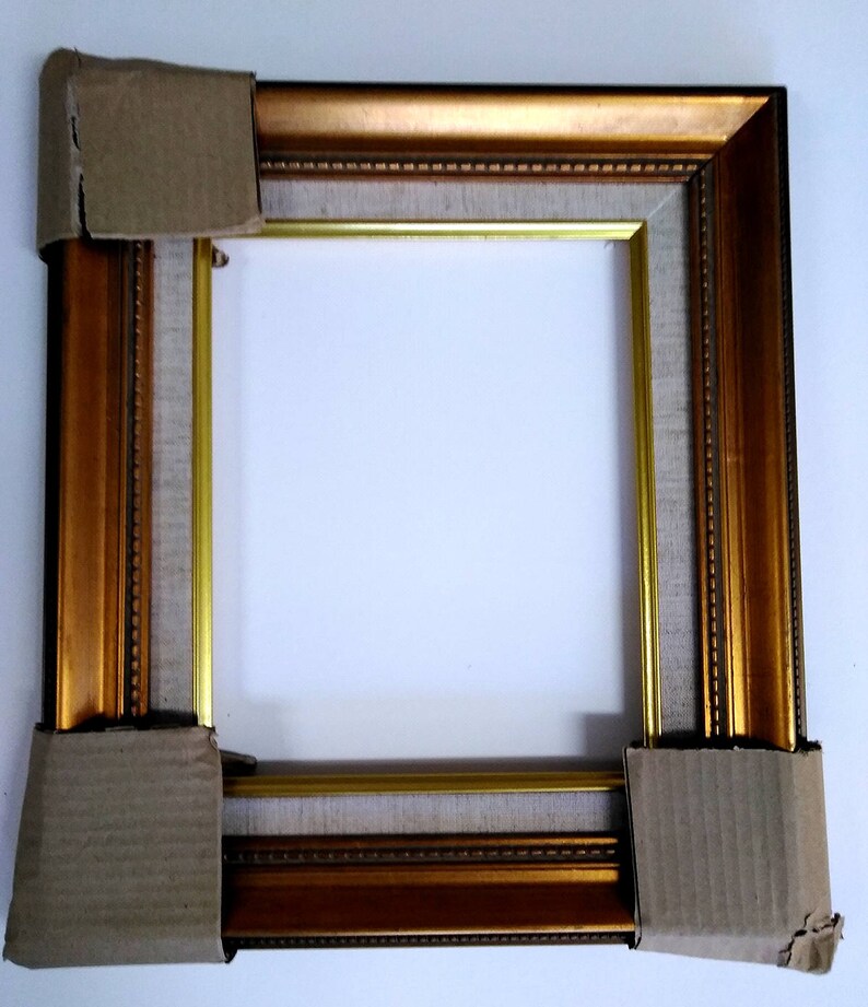 8 X 10 Gold Leaf Linen Liner Ornate Picture Frame Image 0