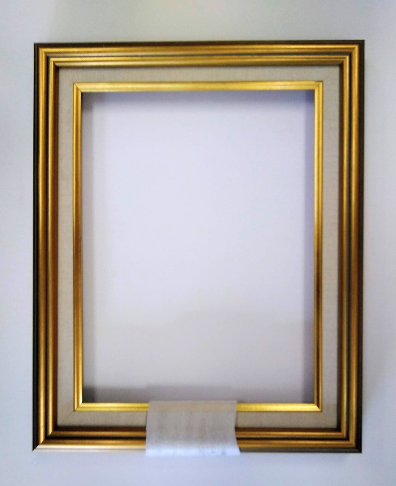 12 x 16 Gold Leaf Linen Liner Ornate Wooden Picture Frame Etsy