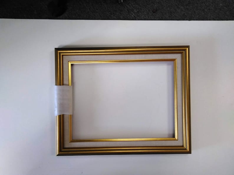 12 x 16 Gold Leaf Linen Liner Ornate Wooden Picture Frame Etsy