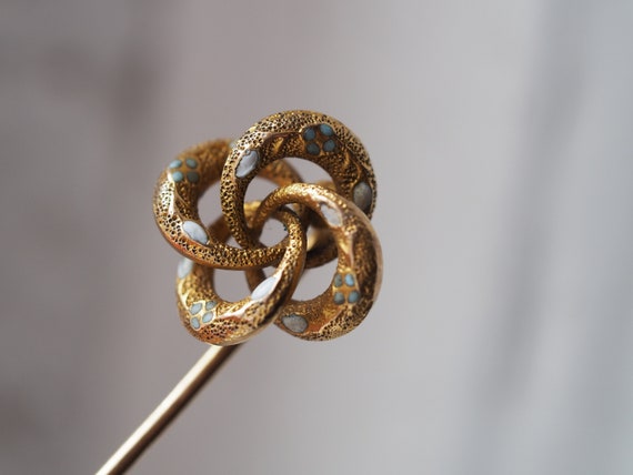 Darling antique 10K gold enamel stick pin