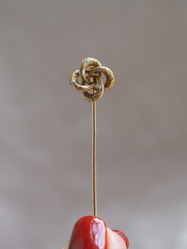 Darling antique 10K gold enamel stick pin