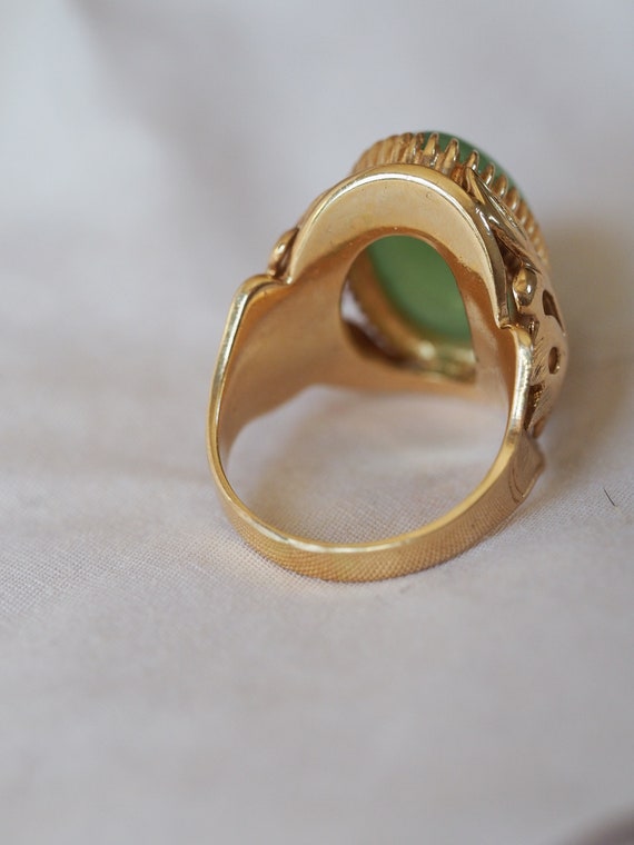 Fabulous vintage solid 14K gold natural Jadeite c… - image 8