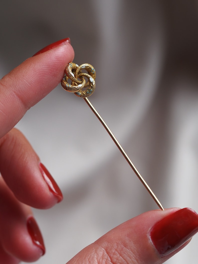 Darling antique 10K gold enamel stick pin