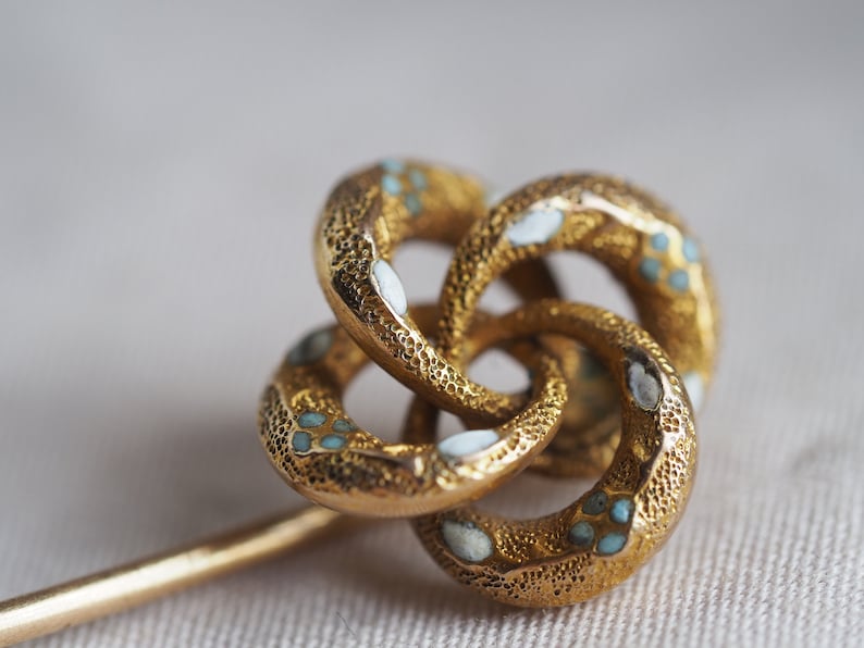 Darling antique 10K gold enamel stick pin