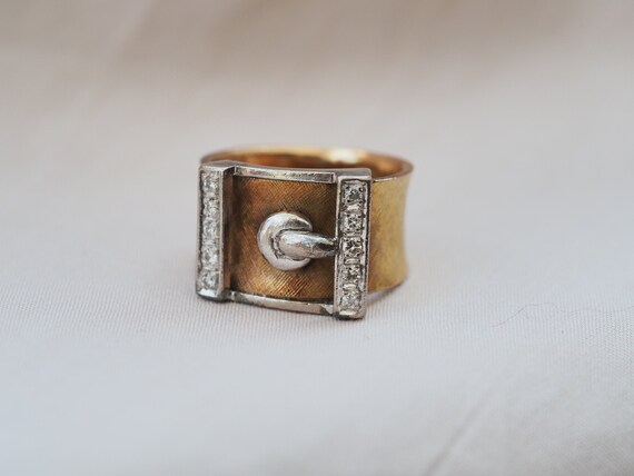 Perfect vintage 18K gold & Diamonds wide belt buck