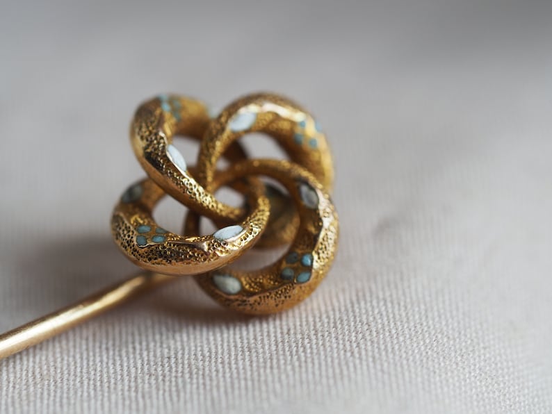 Darling antique 10K gold enamel stick pin