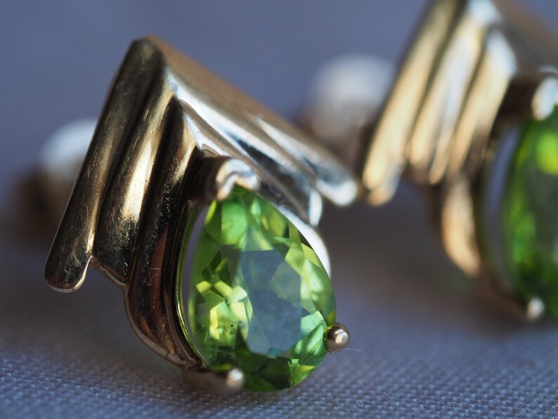 Sweet pair of 14K yellow gold Peridot studs