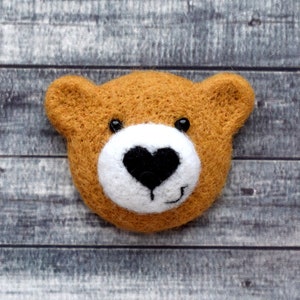 Bear brooch Bear pin Teddy bear pin Eco friendly  Brown bear Woll animals Needle felted  Cute gift for her Gift Bearer pin