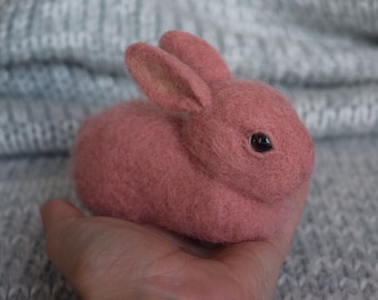 Needle felted rabbit Pink bunny rabbit Felt easter bunny Custom rabbit Wool rabbit Easter gift Easter decor